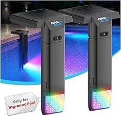 Solar Pool Lights Only for Inground Pools with Remote, 56 LEDs Brighter 3-Sided 180° Underwater Glow, 10 Colors 4 Modes, 3 Brightness Levels, IP68 Waterproof（2 Pack）