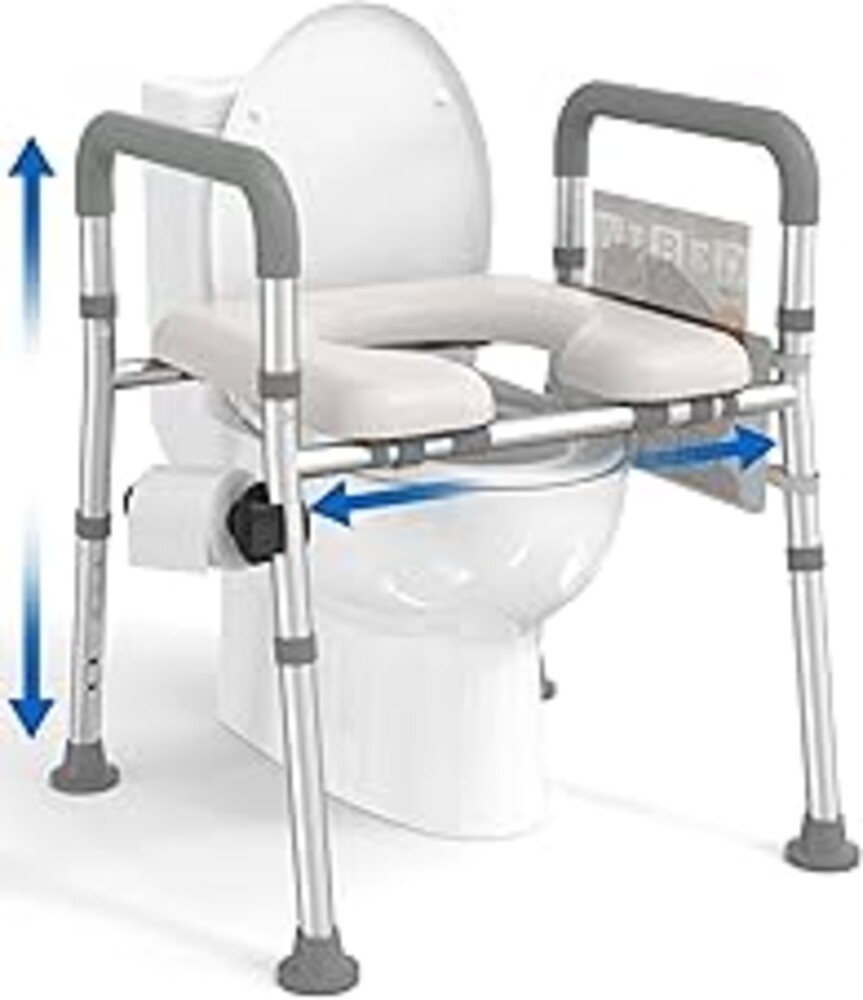 HOMLAND Raised Toilet Seat with Handles, Toilet Seat Riser for Seniors with Adjustable Height & Width, 400lb Handicap Elevated Toilet Seat for Elderly, Pregnant, Fit Any Toilet