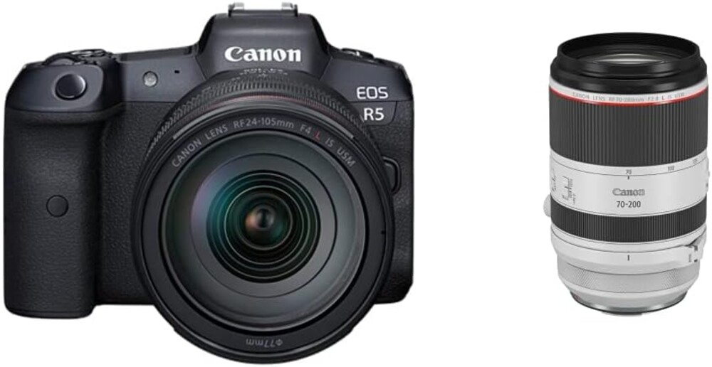 Canon EOS R5 Full-Frame Mirrorless Camera w/ RF24-105mm F4 L is USM Lens Kit - 8K Video, 45 Megapixel Full-Frame CMOS Sensor, DIGIC X Image Processor, Up to 12 fps Mechanical Shutter (Body + Lens)