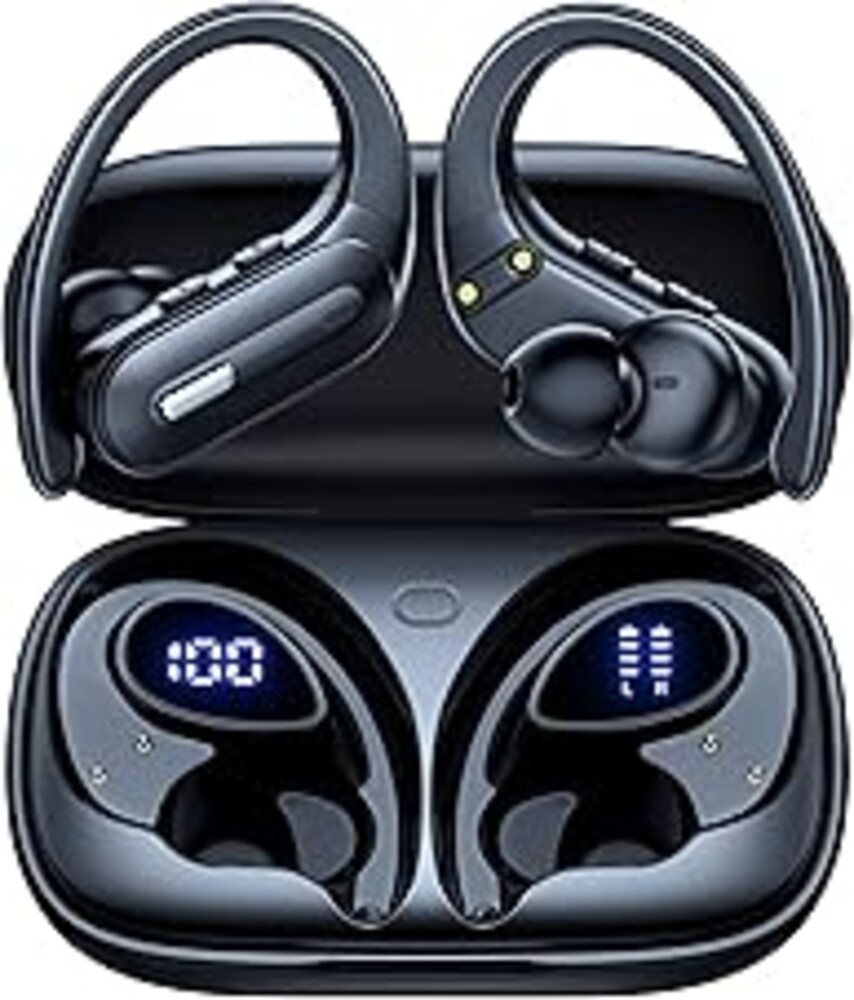 GNMN Active Noise Cancelling Ear Buds Wireless Earbuds Bluetooth 5.3 Headphones 90H Playtime Power Display Case Hi-Fi Stereo Bass Over-Ear Earphones with Waterproof ANC Transparency for Gym/Workout