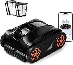 iGarden Robotic Pool Cleaner, Cordless Pool Vacuum for All Pool Shapes, 4H Runtime, Intelligent Navigation & AI Timer, Cleans Floor, Walls & Waterline, Touchscreen & App Control, 4L Filter, Obsidian