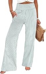 ANRABESS Womens Palazzo Pants, Striped & Gingham, Lounge & Casual, Cute Pajama Pants, Wide Leg, High Waisted, Pockets