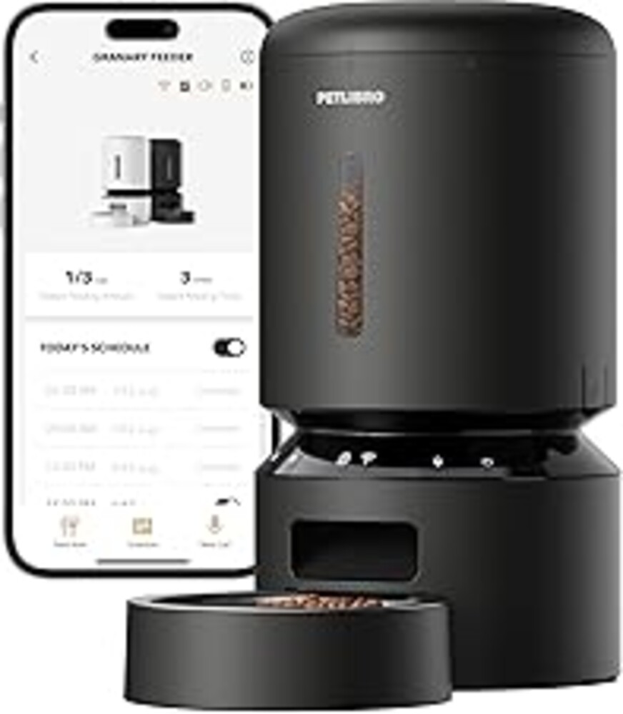 PETLIBRO Automatic Cat Feeder, 5G WiFi Automatic Dog Food Dispenser with Freshness Preservation, 5L Timed Pet Feeder with Low Food Sensor, Up to 10 Meals Per Day, Granary Black