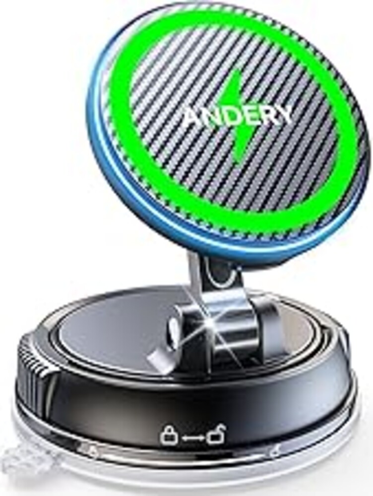 ANDERY Only for iPhone Magsafe Car Mount Charger [15W Fast Wireless Charge, 78+LBS Strong Suction & 2400gf Magnetic] 360° Adjustable Car Phone Holder, Phone Holders for Your Car Dash Accents Accessory