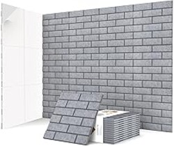 ArtVivid 12Pack Acoustic Wall Panels, 12"×12"×0.4" Self-Adhesive 3D Brick Pattern Sound Proof Panels for Walls, High Density Decorative Acoustic Foam Sound Proofing for Recording Studios, Home, Grey