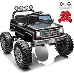 JORFLY 24V Ride on Licensed Chevrolet Cheyenne Truck Car w/400W Motor, 24 Volt Ride on Toys Power Big Wheels for Big Kids, Black