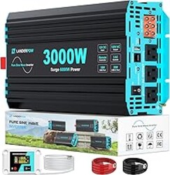 LANDERPOW 3000 Watt Pure Sine Wave Inverter 12V DC to 120V AC for RV, Truck, Solar, Home, Off-Grid, Power Inverter with 3 AC Outlet, 30W USB-C, 5V 3.1A USB, Hardwire Port, Remote Control, Surge 6000W
