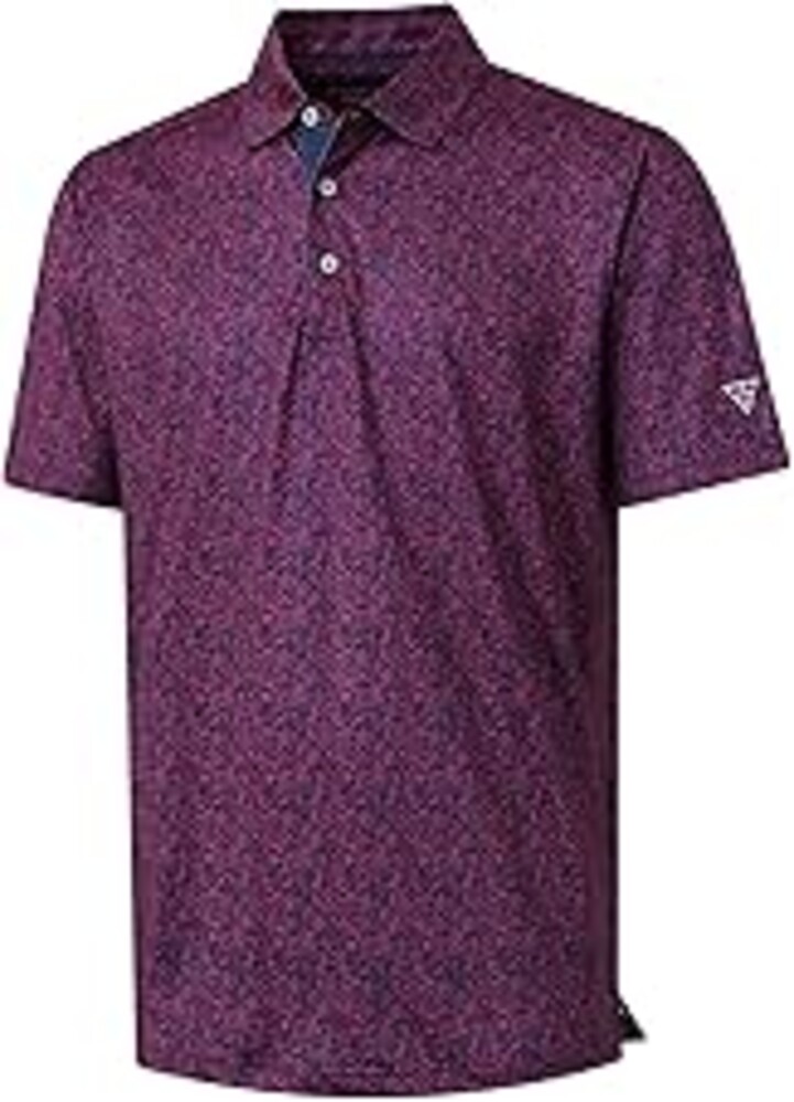M MAELREG Mens Golf Shirt Short Sleeve Dry Fit Print Moisture Wicking Performance Patterns Collared Polo Shirt