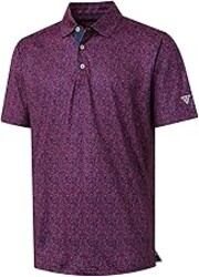 M MAELREG Mens Golf Shirt Short Sleeve Dry Fit Print Moisture Wicking Performance Patterns Collared Polo Shirt