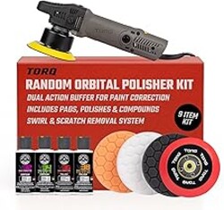 Chemical Guys TORQX Random Orbital Polisher, Pads, Polishes, and Compounds Kit - Car Polishing Kit Safe for Trucks, SUVs, Motorcycles, and More, 700W Motor, 8mm Orbit, 9-Piece Set