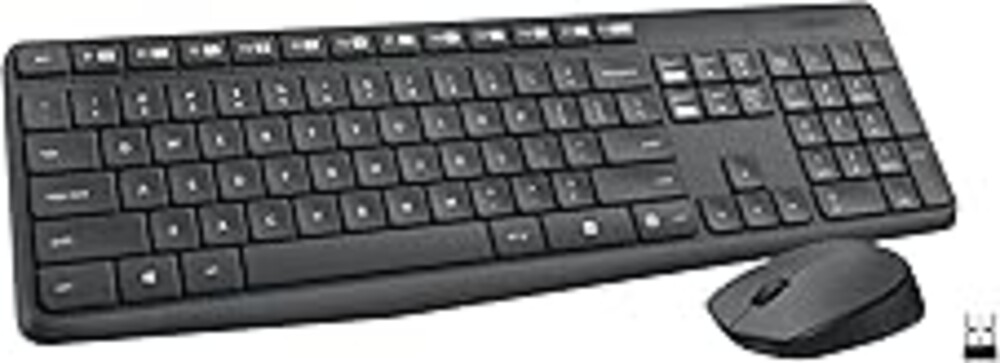 Logitech MK235 Wireless Keyboard and Mouse Combo for Windows, 2.4 GHz Wireless USB Receiver, 15 FN Keys, Long Battery Life, Compatible with PC, Laptop