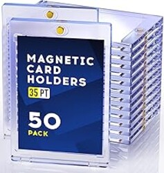 50ct Magnetic Card Holder, 35pt One Touch Card Holder, U-V Protectors Hard Plastic for Trading Cards, Magnet Case, Sports, Game, Football, Baseball