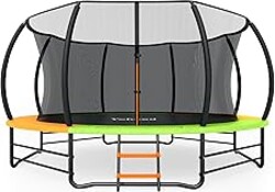 Yohood Trampoline Outdoor 12FT 14FT, Recreational Trampolines with Enclosure Net and Ladder, ASTM Approved for Kids and Adults, with Additional 8 Stabilizer Bars and Anti-Rust Coated Galvanized Frame