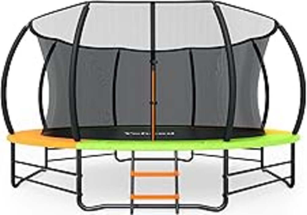 Yohood Trampoline Outdoor 12FT 14FT, Recreational Trampolines with Enclosure Net and Ladder, ASTM Approved for Kids and Adults, with Additional 8 Stabilizer Bars and Anti-Rust Coated Galvanized Frame
