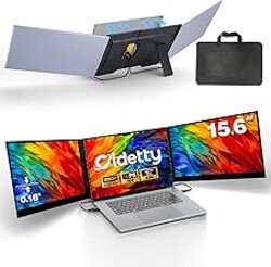 CIDETTY New Upgrad Laptop Screen Extender Monitor Portable, Ultra Light & Thin Triple Portable Monitor for Laptop 1080P FHD IPS Display for 13-17" Laptop, Plug & Play Compatiable with Win/Mac/Chrome