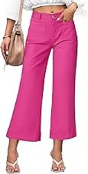 luvamia Wide Leg Jeans for Women Trendy High Waisted Flare Jeans Cropped Denim Pants Stretchy Baggy with Patch Pockets