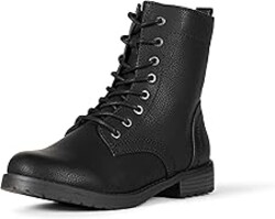 Amazon Essentials Women's Lace-Up Combat Boots with Lug Sole and Side Zipper