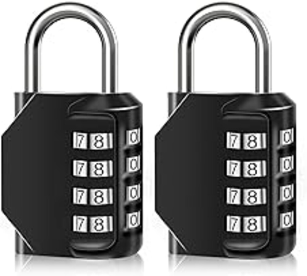SUTOUG 2PCS Combination Lock Waterproof 4 Digit Padlocks with Combination Code, Zinc Alloy Combination Lock for Door, Tool Boxes, Schools, Gym, Garden, Fences, Reel Cabinet & Storage, Black