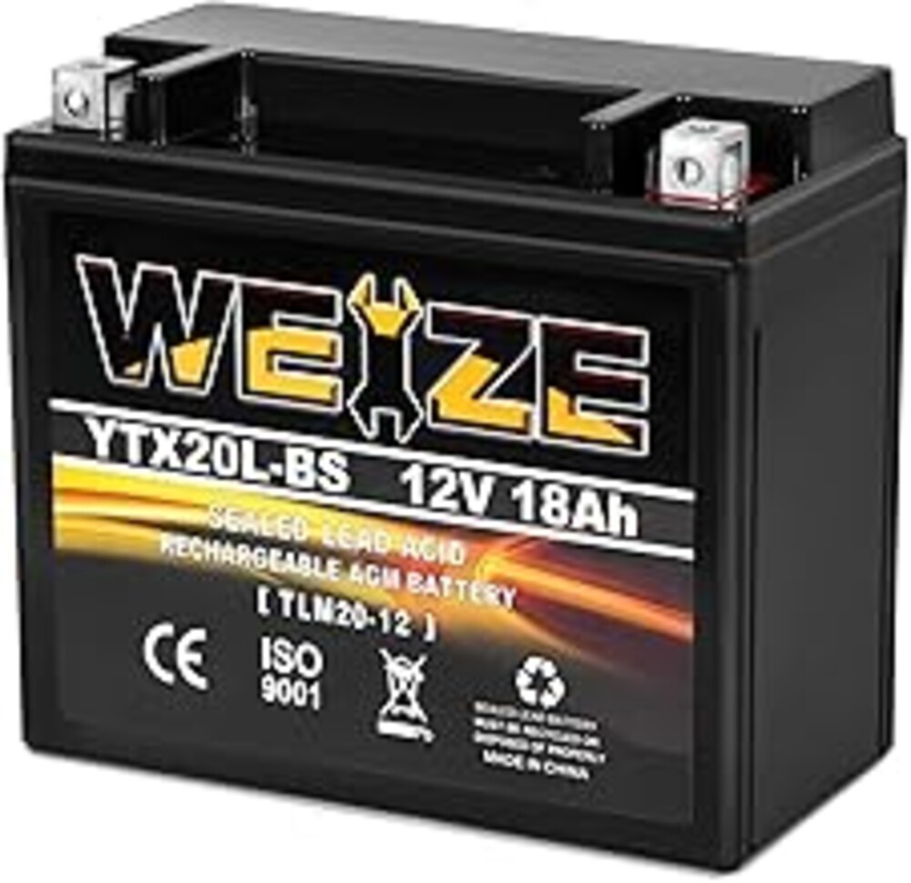 Weize YTX20L-BS High Performance Power Sports- Maintenance Free - Sealed AGM Battery ETX20L BS for Motorcycle ATV UTV Snowmobile