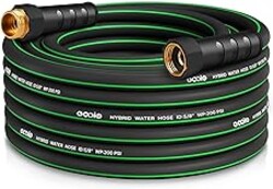 Heavy Duty Garden Hose 25ft, NON-EXPANDABLE Flexible Water Hose, Kink Resistant Lightweight Hybrid Hose, Leakproof Hose Male to Female Fittings