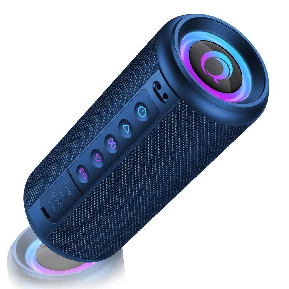 Portable Bluetooth Speaker, 2026 Bluetooth 5.4 Wireless Speaker with 20W HD Loud Stereo Sound, 20H Playtime, LED Lights, IP7, TWS Pairing, Built-in Mic, for Outdoor, Home, Beach, Party, Gift, Blue