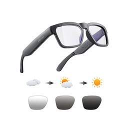 OhO Smart Glasses,Polarized Sunglasses with Bluetooth Speaker,Athletic/Outdoor UV Protection and Voice Control,Unisex(Transitional Blue Light Lens)
