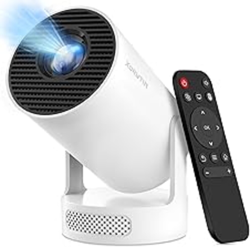 Xorytin Projector with WiFi and Bluetooth, Mini Projector with Built-in Apps, 4K Supported Smart Portable Projector, 210° Rotatable, Auto Vertical Keystone, 5W Speaker, 200 ANSI