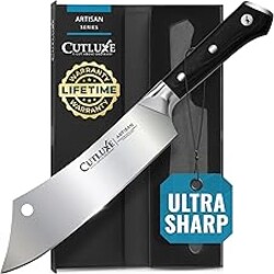 Cutluxe Cleaver Chef Knife – 8" Meat Cleaver Butcher Knife – German Steel Blade, Full Tang, Ergonomic Handle Design – Artisan Series