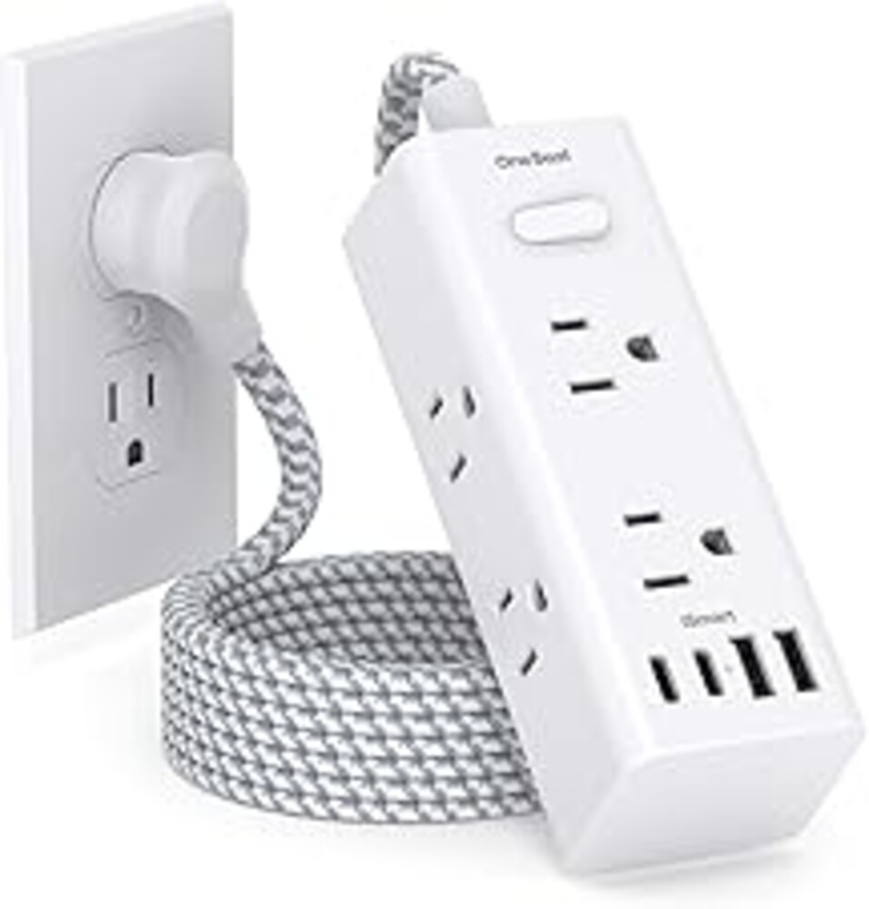 Power Strip Surge Protector - One Beat 6 Widely Outlets with 4 USB Ports (2 USB C), 5 Ft Extension Cord Flat Plug, Wall Mount Outlet Extender Small Power Strip for Travel Home Office College Dorm Room
