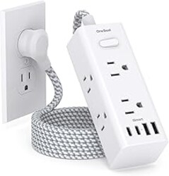 Power Strip Surge Protector - One Beat 6 Widely Outlets with 4 USB Ports (2 USB C), 5 Ft Extension Cord Flat Plug, Wall Mount Outlet Extender Small Power Strip for Travel Home Office College Dorm Room