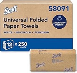 Scott Professional Multifold Paper Hand Towels, Bulk (58091), Absorbency Pockets, White, 9.2"x9.4" Towel, White, Compressed, Compact Case (250 Sheets/Pack, 12 Packs/Case, 3,000 Sheet Total)