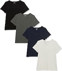 Amazon Essentials Women's Regular-Fit Short-Sleeve T-Shirt (Crewneck and V-Neck Options)