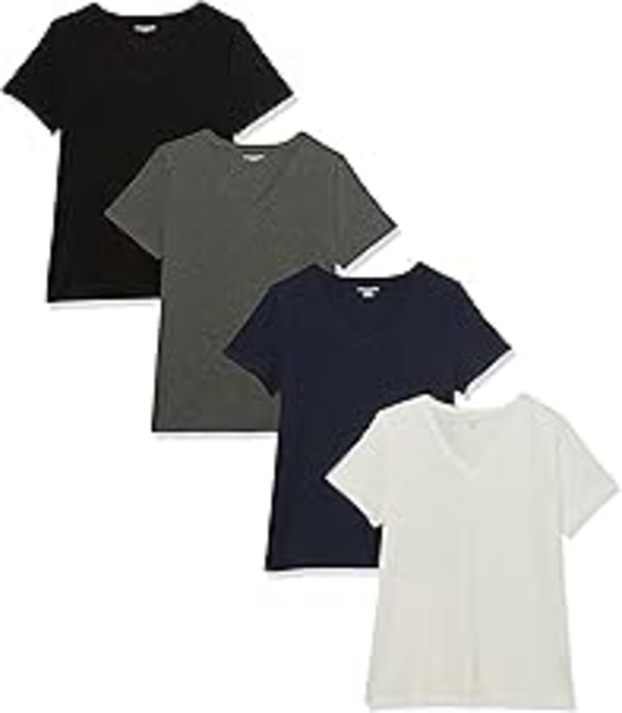 Amazon Essentials Women's Regular-Fit Short-Sleeve T-Shirt (Crewneck and V-Neck Options)