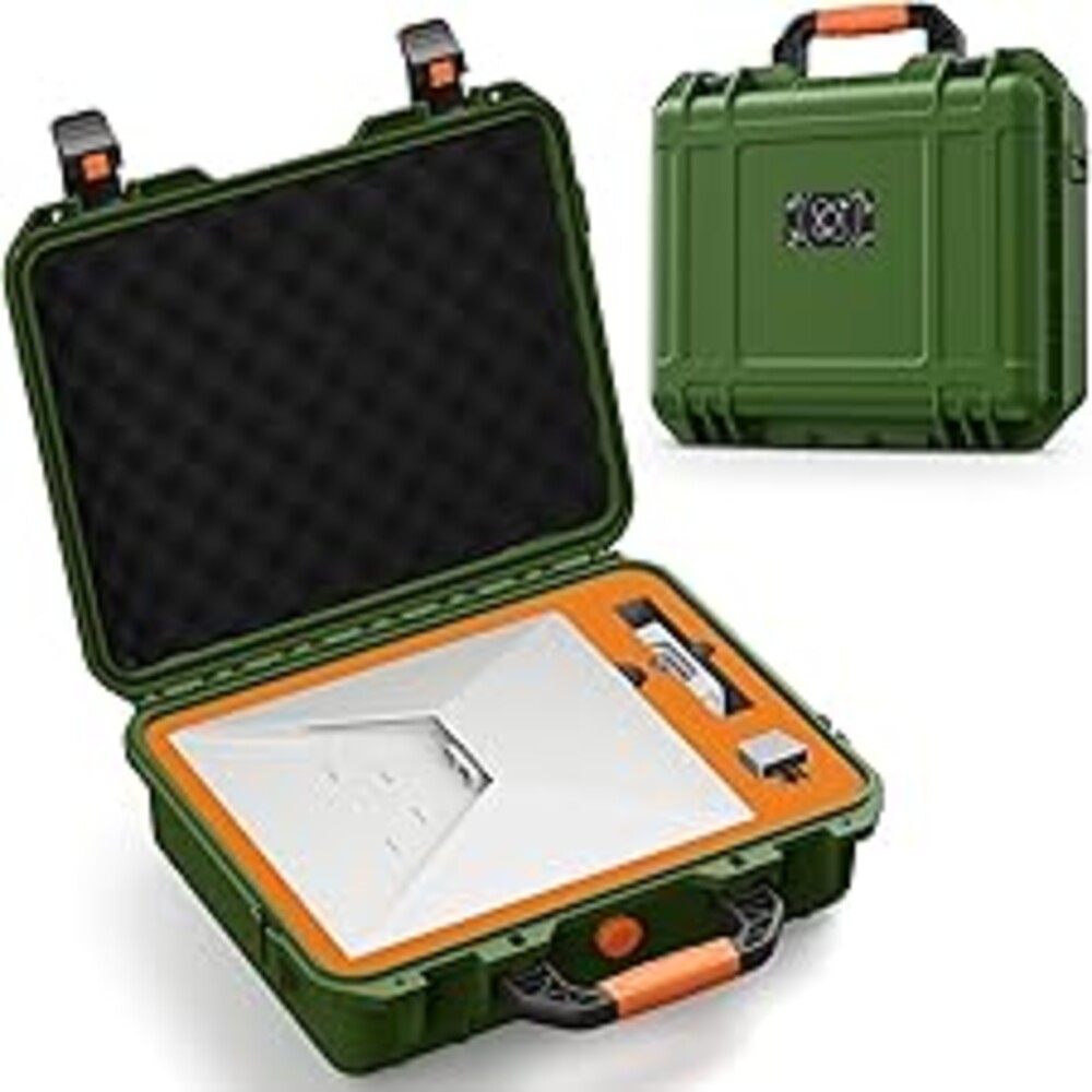 MONOJOY IP67 Waterproof Case for Starlink Mini, Hard Carrying Case for Starlink Mini Dish with Precision Cut Foam, Shockproof Travel Bag for Camping, RV, Hiking, Green