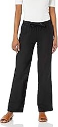 Amazon Essentials Women's Pull On Linen Blend Drawstring Relaxed Fit Wide Leg Pant