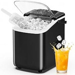 DUMOS Ice Maker Countertop, Ice Machine with Portable Handle, Basket and Scoop, 26lbs Daily, 9 Bullet Cubes in 6~8 Mins, Auto-Cleaning for Home, Kitchen, Office, Outdoors, RV Camping