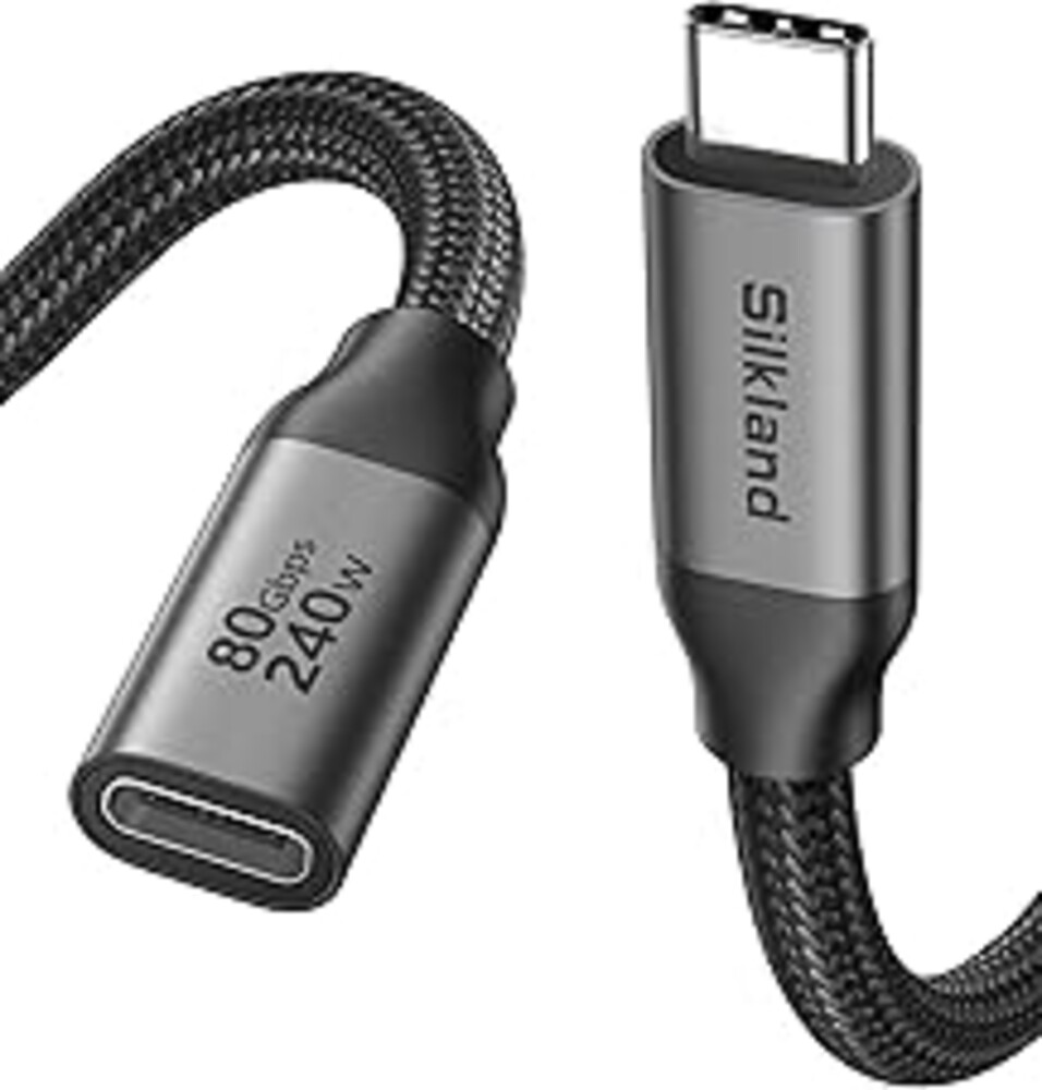 Silkland 80Gbps USB 4 Extension Cable for Thunderbolt 5/4, [240W Charging, 8K 60Hz] USB C Extender 3.3ft, 4K@540Hz Type C Male to Female Adapter Compatible for USBC Hub, iPhone 17/16, MacBook, iPad