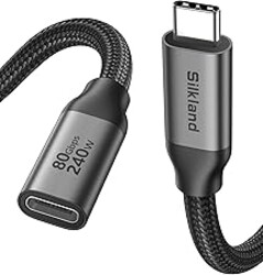 Silkland 80Gbps USB 4 Extension Cable for Thunderbolt 5/4, [240W Charging, 8K 60Hz] USB C Extender 3.3ft, 4K@540Hz Type C Male to Female Adapter Compatible for USBC Hub, iPhone 17/16, MacBook, iPad