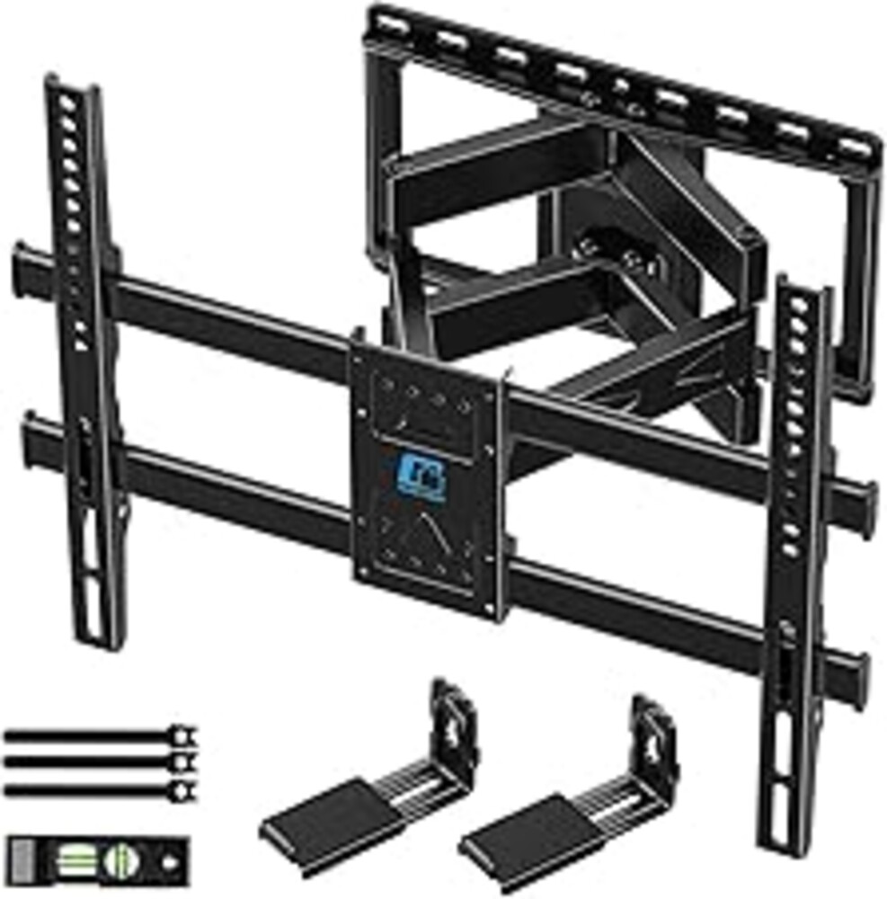 HOME VISION Full Motion TV Wall Mount with Soundbar Bracket for 32-85 Inch Flat/Curved TVs, Dual Articulating Arms Swivel Tilt Level, Max VESA 600x400mm, Fits 16" Studs, Holds up to 132lbs