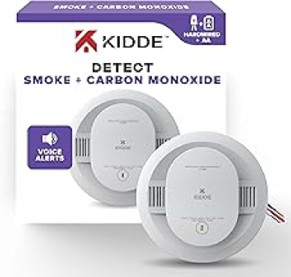 Kidde Smoke and Carbon Monoxide Detector, Hardwired with AA Battery Backup, Voice Alerts, Interconnectable, LED Status Lights, 85 dB Alarm, 5-inches, 30CUAR-V, 1 Pack