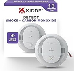 Kidde Smoke and Carbon Monoxide Detector, Hardwired with AA Battery Backup, Voice Alerts, Interconnectable, LED Status Lights, 85 dB Alarm, 5-inches, 30CUAR-V, 1 Pack