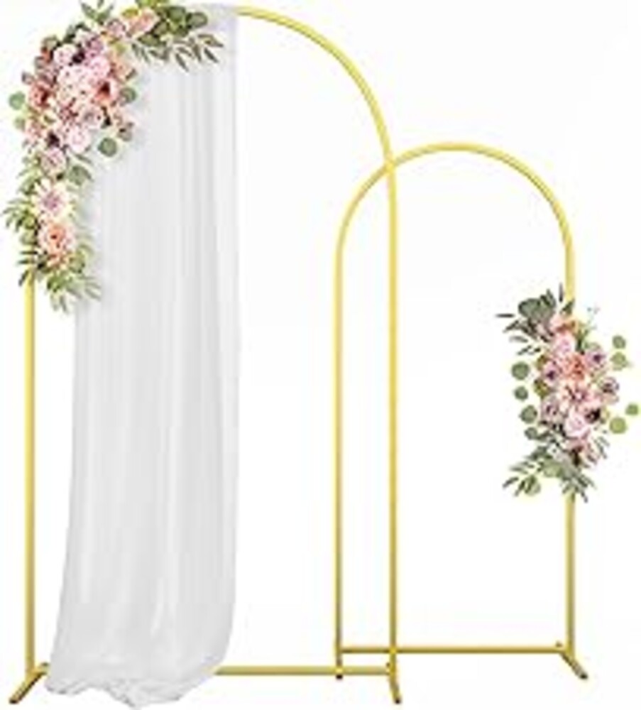 CludPark Metal Arch Backdrop Stand Wedding Arch frame Set of 2 (7.2FT,6FT) Gold Balloon Backdrop Arch Stand for Wedding Ceremony Birthday Party Baby Shower Graduation Ceremony Decoration