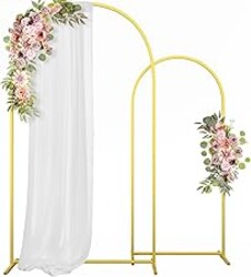 CludPark Metal Arch Backdrop Stand Wedding Arch frame Set of 2 (7.2FT,6FT) Gold Balloon Backdrop Arch Stand for Wedding Ceremony Birthday Party Baby Shower Graduation Ceremony Decoration