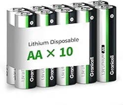 Granicell 10-Pack Lithium AA Batteries | 1.5V for Blink Cameras, Smart Locks, Alarms & Tech Devices | 10-Year Life, Leak-Proof, Extreme-Temp Resistant (Non-Rechargeable)