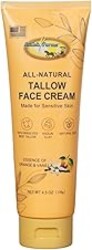 Amish Farms Grass Fed Beef Tallow Face Moisturizer with Kaolin Clay, Vitamin E & Olive Oil - 100% Organic Tallow Cream for Dry Sensitive Skin, Orange Vanilla Scent Lotion Skincare for Men & Women