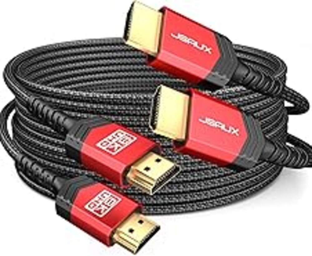JSAUX 10K HDMI Cables 2.1 10FT 2-Pack 48Gbps 8K@60Hz 4K Ultra High Speed Cords(7680x4320, 4K@120Hz) eARC HDR10 HDCP 2.2 & 2.3 3D, Compatible with PS5/PS4/X-Box/Roku TV/HDTV/Blu-ray/LG