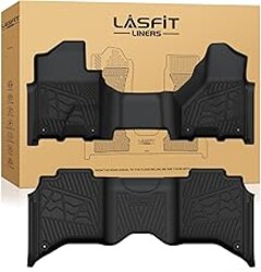 LASFIT Floor Mats 2019-2025 2026 for Ram 2500/3500 Crew Cab Bench Seat, Not for Bucket Seat or Model with PTO KIT or 4X4 Shifter, All Weather TPE Custom Fit Car Mats Floor Liners 1st & 2nd Row, Black