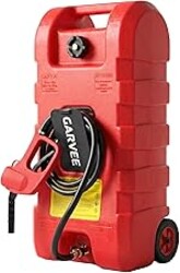 Garvee 15 Gallon Gas Can, Heavy-Duty Portable Fuel Caddy with Manual Fuel Transfer Pump, Portable Diesel Tank on Wheels with 10 ft Hose for Lawn Mowers, Cars, Boats, Tractor, UTV, Camping,Red