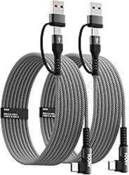 100W Fast USB C Charger Cable Right Angle, USB A/C to USB C Cable, 90 Degree Type C Braided Charging Cord for iPhone 17 16 15 Series,Samsung UItra S25 S24,MacBook (2, Black, 10ft)