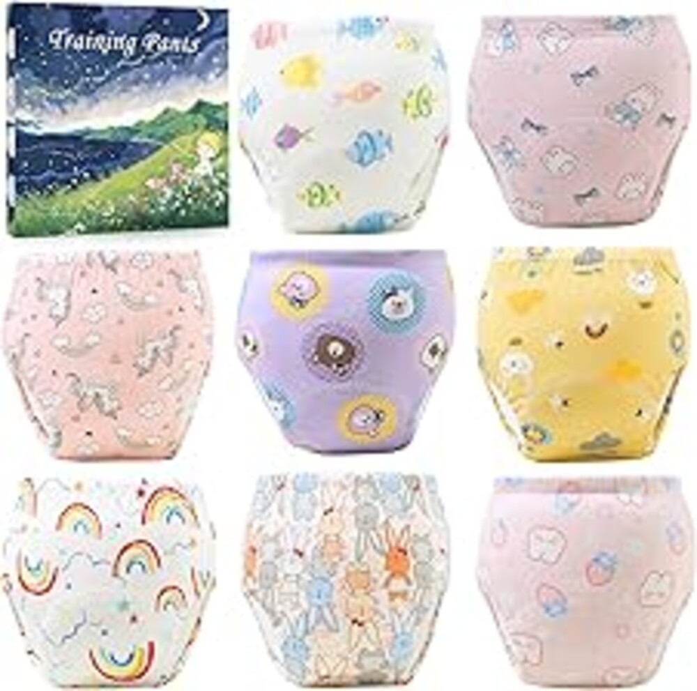 Upairy Potty Training Pants Cotton Absorbent Training Underwear for Toddler Boy and Girls 2T-5T,Soft Absorbent & Leak-Proof with Characters(8PCS,S)